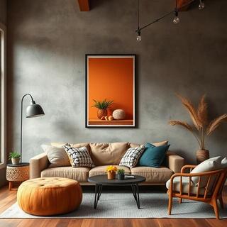 Living room with sienna accent poster