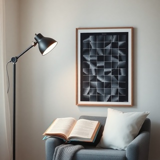 Reading corner with slate grid poster