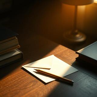 Writing desk with envelope and pencil