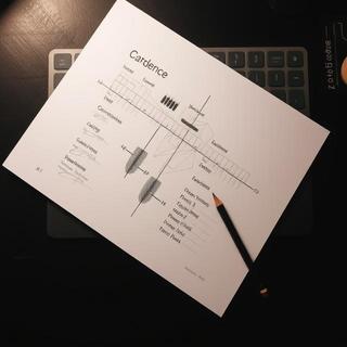 Cadence sheet with graphite strokes