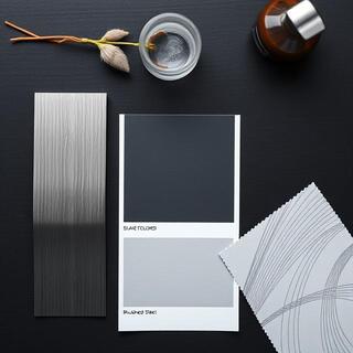 Cool slate poster near concrete and steel lamp