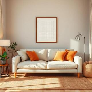 Customer living room with a grid poster