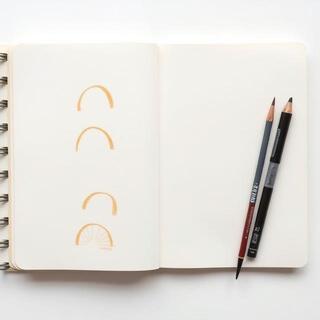 Sketchbook page with arcs sitting in large margins