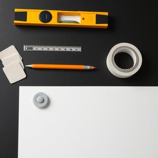 Hanging kit with level, tape, felt pads