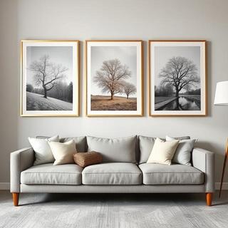 Sofa triptych set with even spacing